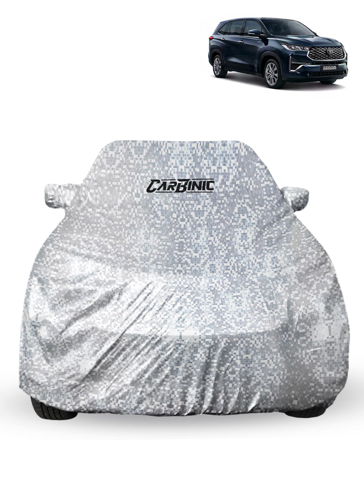 CARBINIC Car Cover for Toyota Innova Hycross (7 Seater) 2023 Waterproof (Tested) and Dustproof Custom Fit UV Heat Resistant Outdoor Protection with Triple Stitched Fully Elastic Surface