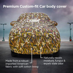 CARBINIC Waterproof Car Body Cover for Tata Nexon 2020 | Dustproof, UV Proof Car Cover | Nexon Car Accessories | Mirror Pockets & Antenna Triple Stitched | Double Layered Soft Cotton Lining, Jungle