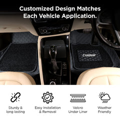 CARBINIC 7D Car Mats | Compatible for Kia Seltos 2019 | 7-Depth Layer Protection Car Floor Mats Anti Skid | Car Accessories | Detachable Layer of Curly Mat | Premium Double Stitched Leather Mats