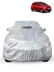 CARBINIC Car Cover for Hyundai Eon2019 Waterproof (Tested) and Dustproof Custom Fit UV Heat Resistant Outdoor Protection with Triple Stitched Fully Elastic Surface | Silver with Pockets