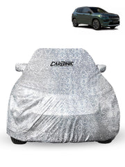 CARBINIC Car Cover for Jeep Compass2022 Waterproof (Tested) and Dustproof Custom Fit UV Heat Resistant Outdoor Protection with Triple Stitched Fully Elastic Surface | Silver with Pockets
