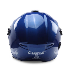 CARBINIC Knight Series Half Face Helmet for Men & Women | ISI Certified | Clear & Scratch Resistant Visor | Lightweight & Stylish | Medium | Blue