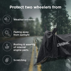 CARBINIC Water Resistant Scooty Cover | Honda Activa 6G TVS Jupiter Bajaj Chetak Electric Scooter Cover | Dustproof Washable Activa Accessories | UV Proof Scratchproof with Mirror Pocket Cover | Black