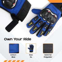 CARBINIC Full Finger Bike Riding Gloves - Polyester, Touch Screen Sensitive, Off-Road Protection for New Age Commuters (XL, Blue, Biking & Cycling) (XL, Blue)